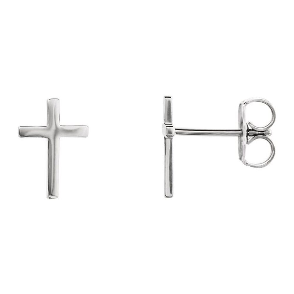 7 x 10mm (1/4 x 3/8 Inch) Platinum Small Cross Stud Earrings